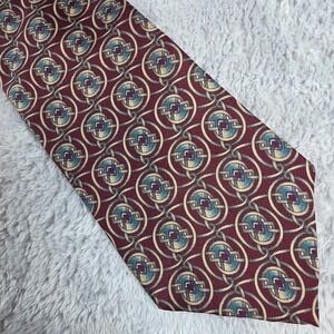 Potomac Collection Mens Burgundy Geometric Silk Necktie Classic Professional 59"